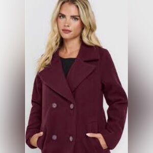 Express Purple Plum Wool Double Breasted Coat Jacket S